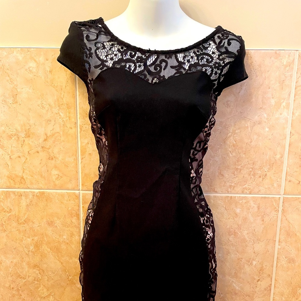 Black dress with lace detail size 12